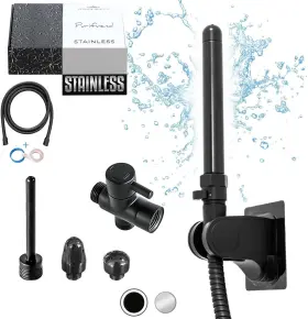Purifvend 313047652614 Black Enema Kit For Colon Cleansing - Stainless Steel Shower Attachment-do