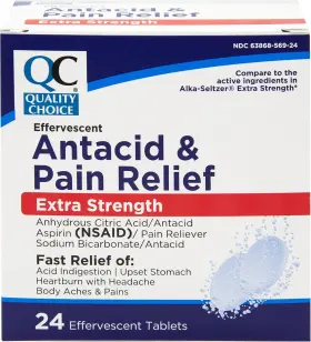 Qc99790 Quality Choice Extra Strength Effervescent Antacid And Pain Relief Tablets