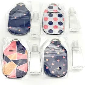 B141744e-c1b1-4 Qualityvibe Set Of 4 Keychain Sanitizer Bottle Holders With Graphics And Travel Size Bottles
