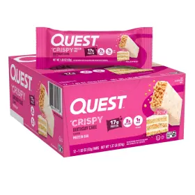 Quest 888849015160 Protein Bars Crispy Birthday Cake 12 Count Nutrition Sugar Carbs Gluten