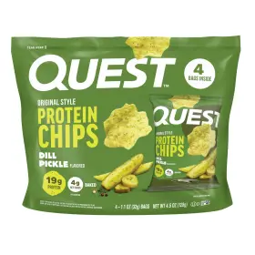 Quest 888849019472 Protein Chips Dill Pickle 19g 4g Net Carbs Pack Of 4 Nutrition Flavored