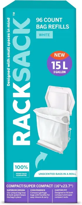 Rack Sack 058071531206 Rolled Bag Refills White 96s 1 Count Pack Of 96