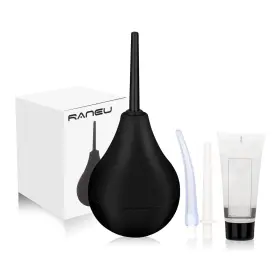 Raneu 613966256741 Enema Bulb Douche Kit For Women And Men With 3 Nozzles Lube Black