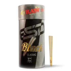 Raw40094 Raw 840165902203 Cones Classic 1-1/4 Size 100 Pack Slow Burning Pre Rolled Black