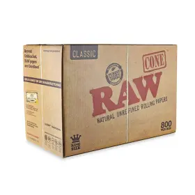 Raw-4271 Raw Raw-4271- Prerolled Cones King Size 800 Count Natural Rolling Papers Brown Classic