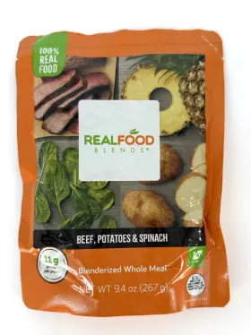 Real Food Blends 082045497472 Beef Potatoes Spinach Feeding Tube Meal 17 Count Exp 4/27 9.4oz