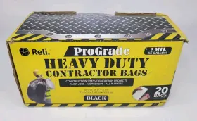Reli. 606301211093 Prograde Heavy Duty Contractor Trash Bags 55 Gallon Pack Of 20 Black