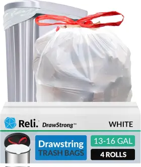 Reli. 606301242387 Tall Kitchen Drawstring Trash Bags 13 1 Count Pack Of 500 White