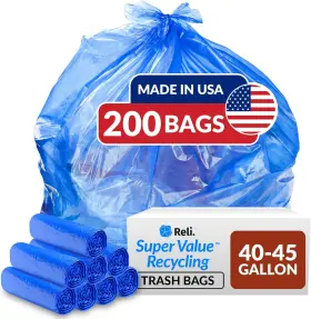 Reli. 606301404822 Supervalue 40-45 Gallon Recycling Bags 1 Count Pack Of 200 Blue
