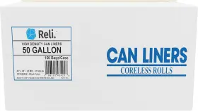 Reli. 606301434218 Premium 50 Gallon Trash Bags 150 Count 1 Pack Of Black
