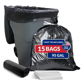 Reli. 606301503631 95 Gallon Trash Bags Heavy Duty 15 Count 1 Pack Of Black