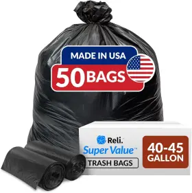 Reli. 606301503945 40 To 45 Trash Bags Heavy Duty 50 1 Count Pack Of Black