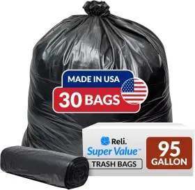Reli. 606301616447 95 Trash Bags Heavy Duty 30 1 Count Pack Of Black