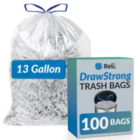 Reli. 606301787840 13 Gallon Trash Bags Drawstring 100 1 Count Pack Of Clear