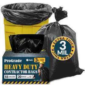 Reli. 606301898782 Contractor Garbage Bags 55 Gallon Heavy Duty Black Pack Reli. Trash
