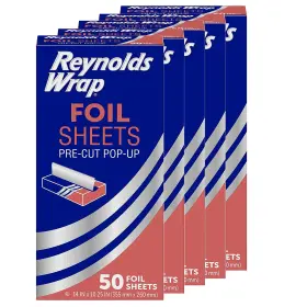 00f20107 Reynolds Aluminum Foil Sheets 14 X 10.25 In 50 Pack Of 5 Wrap Pre-cut Pop-up