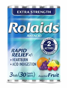 Ch10023-3 Rolaids Antacid Extra Strength Chewable Tablets Assorted Fruit 30 Count 12 Pack