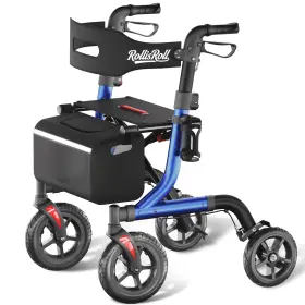 Roll-a42003w10-blue Rollisroll Walker Rollator Aluminum Frame 10 Wheels Seat Blue A42003w10 Foldable