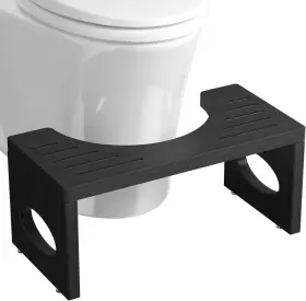 Ray-8695 Romguar Craft 7 Inch Bamboo Toilet Stool Foldable Poop Bathroom Step Black