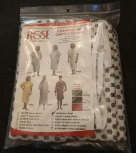 Item-5044 Rose Health Care Convalescent Comfort Gown #5044 Blue Print New