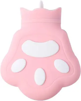 Royal Hong Beauty 735483976466 Mini Hot Water Bottle With Cover Warm Pink Bear Paw-silicone 450ml