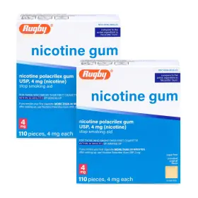 00536-3030-23 Rugby Laboratories Nicotine Gum 4mg Sugar Free Quit Smoking Aid 110 Count Pack Polacrilex