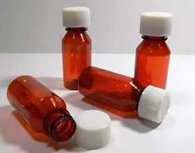Rx Bottle Supply 713091462977 Case Of 200 Graduated Oval Hard Side Round 1 Ounce Plastic Amber Medicine