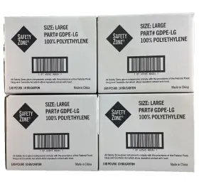 Gdpe-lg-5 Safety Zone 4 Case 1000 100% Polyethylene Gloves Large Gdpe-lg New 4000