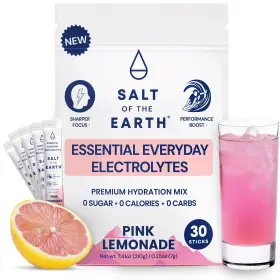 0627009 Salt Of The Earth Electrolyte Powder Packets Pink Lemonade Zero Sugar Premium Himalayan