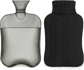 Samply 781828510802 Hot Water Bottle With Knitted Cover 2l Bag For Black