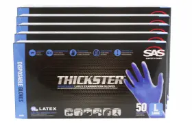 6603 Sas Safety 5pack 5 Pack Thickster Textured Latex Gloves Size Large