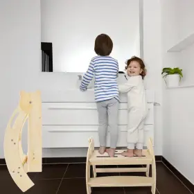 U0900by04 Sauce Zhan Foldable Step Stool For 2 Toddlers/twins Kids With Children Natural