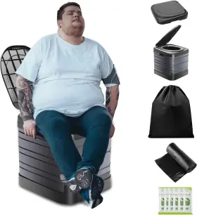 Sckee 700464606489 Xxl Portable Toilet For Adults 16ftft Camping With Lid Camp Black