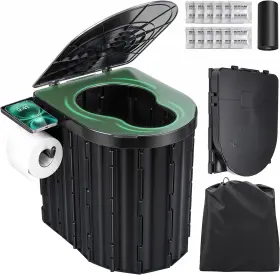 Sckee 700464606571 Camping Toilet Portable For Adults Travel Black