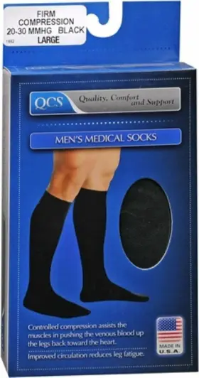Scott Spec 763189587839 Qcs Mens Medical Socks Leg Wear Firm Compression Large Black 1 Pair Pack Of 3