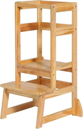 Sdadi 743829462252 Mothers Helper Adjustable Height Step Stool Safety Counter Natural