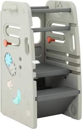Plt08 Sdadi Multifunctional Toddler Tower With Double Dark Gray And Light
