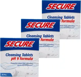 Secure 364031300165 Daily Cleansing Tablets - Ph 9 Formula Thoroughly 32 Count Pack Of 3