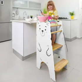 Es-04 Shandra Kids Kitchen Step Stool For Toddlers Toddler Tower Adjustable Bear