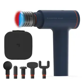 Sharper Image 1019688 Percussion Massage Gun Deep Tissue Hot Cold 5 Speed Blue Versa