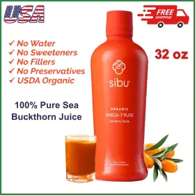 S7pr1600 Sibu Omega-7 Pure Sea Buckthorn Juice 32 Oz Usda Organic For Skin Hair Nails