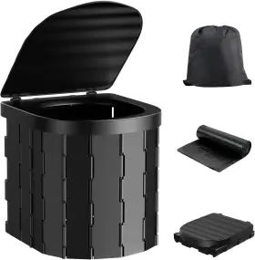 Toilet-000 Siewl Portable Toilet For Camping Plastic Acrylonitrile Butadiene Styrene Black