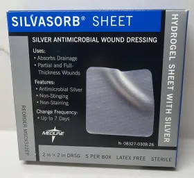Msc-9322ep Silvasorb Sheet 2 X Expired 2013 Silver Antimicrobial Wound Dressing Box Of 5