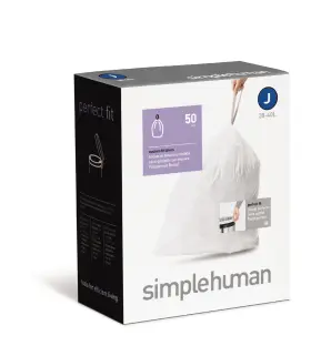 Cw0170 Simplehuman Custom Fit Trash Can Liner J 30-40 L 50 Count Pack Of 1 White