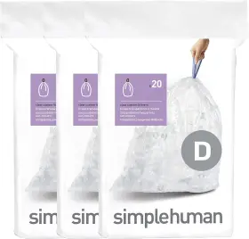 Cw0278 Simplehuman Code D Custom Fit Drawstring Trash 60 Count Pack Of 1 Clear