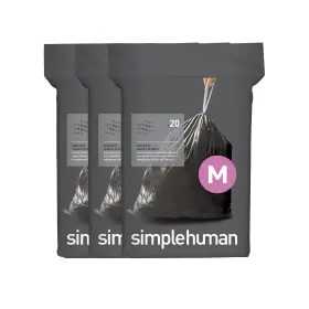Cw0554 Simplehuman Code M Odorsorb Custom Fit Drawstring 20 Count Pack Of 3 Black
