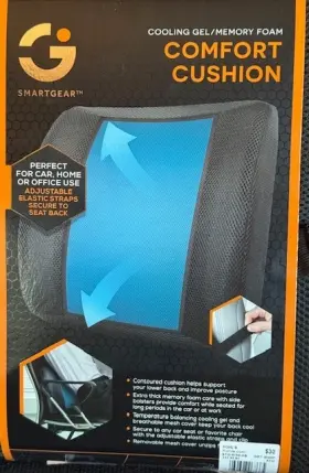 Smartgear 030698067665 Car Seat Or Home Office Cooling Gel Memory Foam Comfort Cushion New