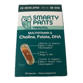 Smartypants 817053024644 Prenatal Multivitamin Capsules 60 Count Women Choline Folate Dha Iron Developed
