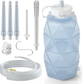 Smokitcen 744110880380 Collapsible Silicone Enema Bag Bottle Kit With 5.3ft Enima Hose 5 Tips C