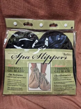 Soothera 630463630898 Spa Slippers By With Thermal Gel Beads- Black- Microwavable